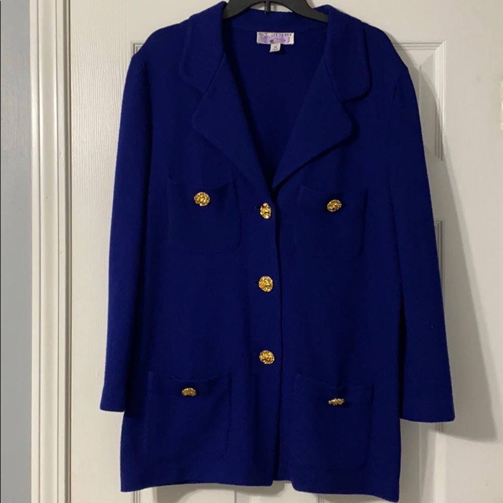 St John Skirt Suit sz 14 purple and gold